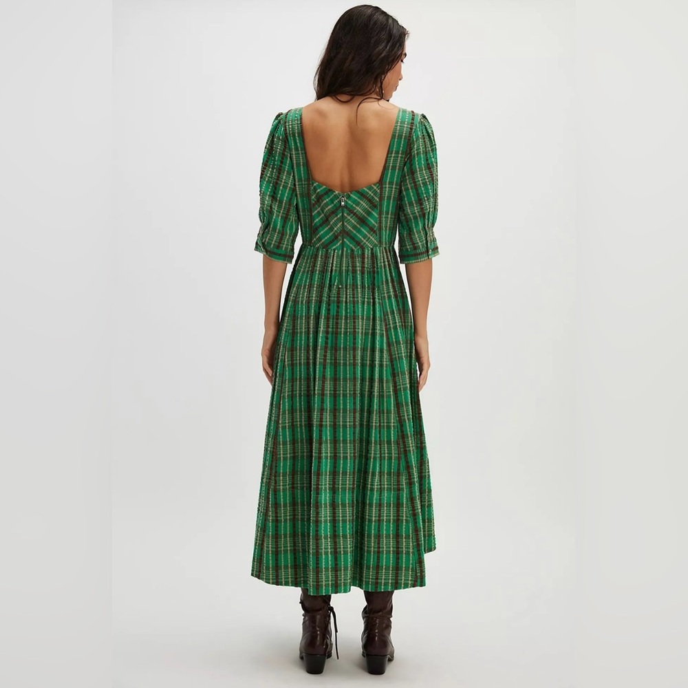 NWT Free People Tulie Plaid Midi Dress M - MSRP $168 Green Jade Combo - Picture 4 of 14